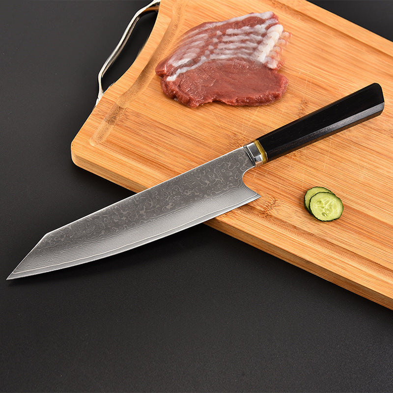 Damascus Steel VG10 8-Inch Chef’s Knife with Octagonal Ebony Handle