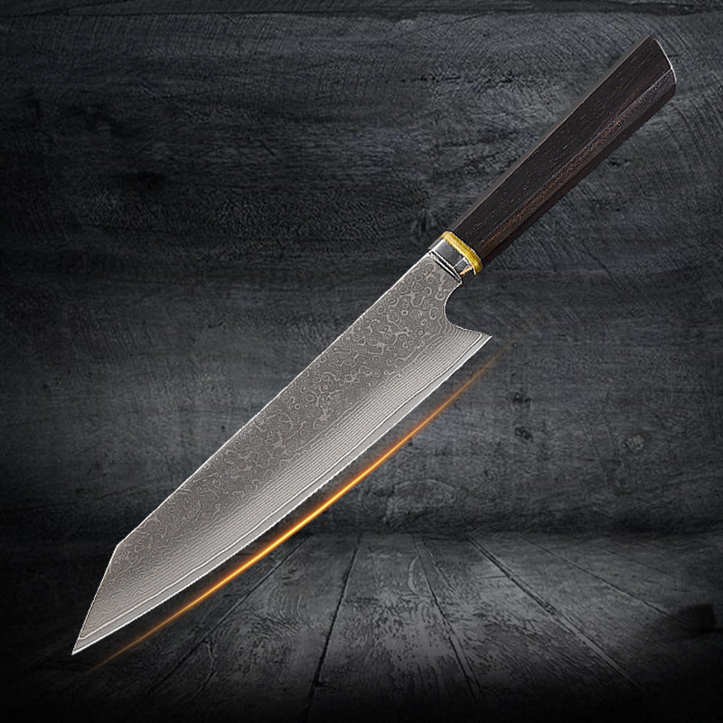Damascus Steel VG10 8-Inch Chef’s Knife with Octagonal Ebony Handle
