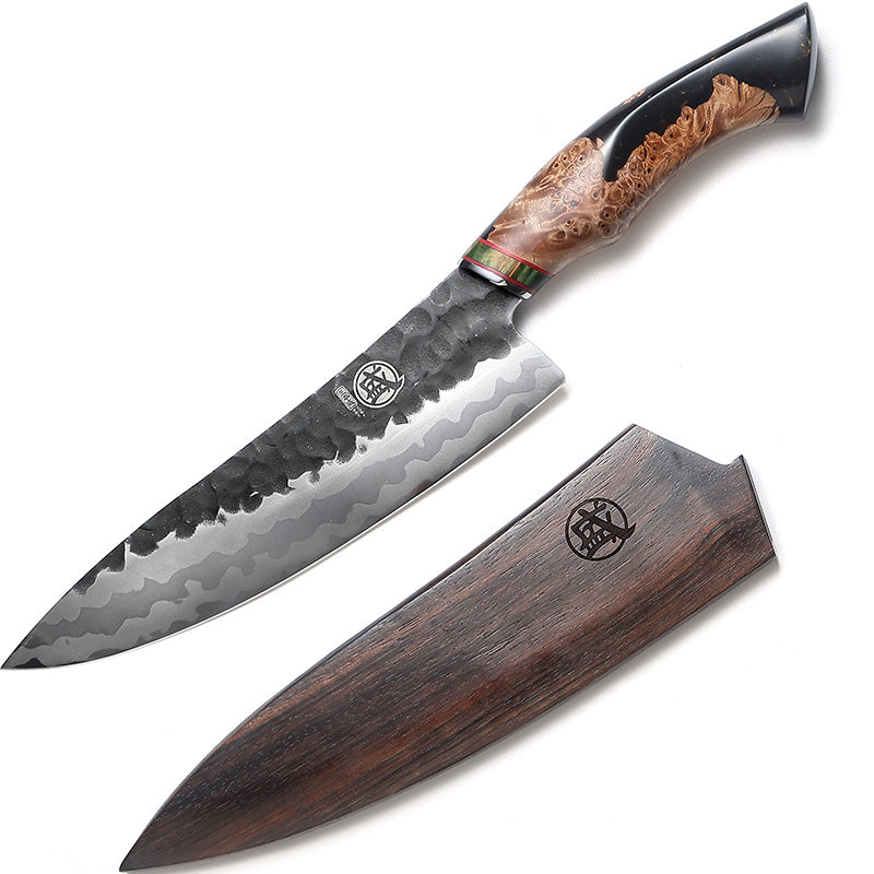 Premium VG-MAX Damascus Steel 8-Inch Chef's Bull Knife - Ebony Handle