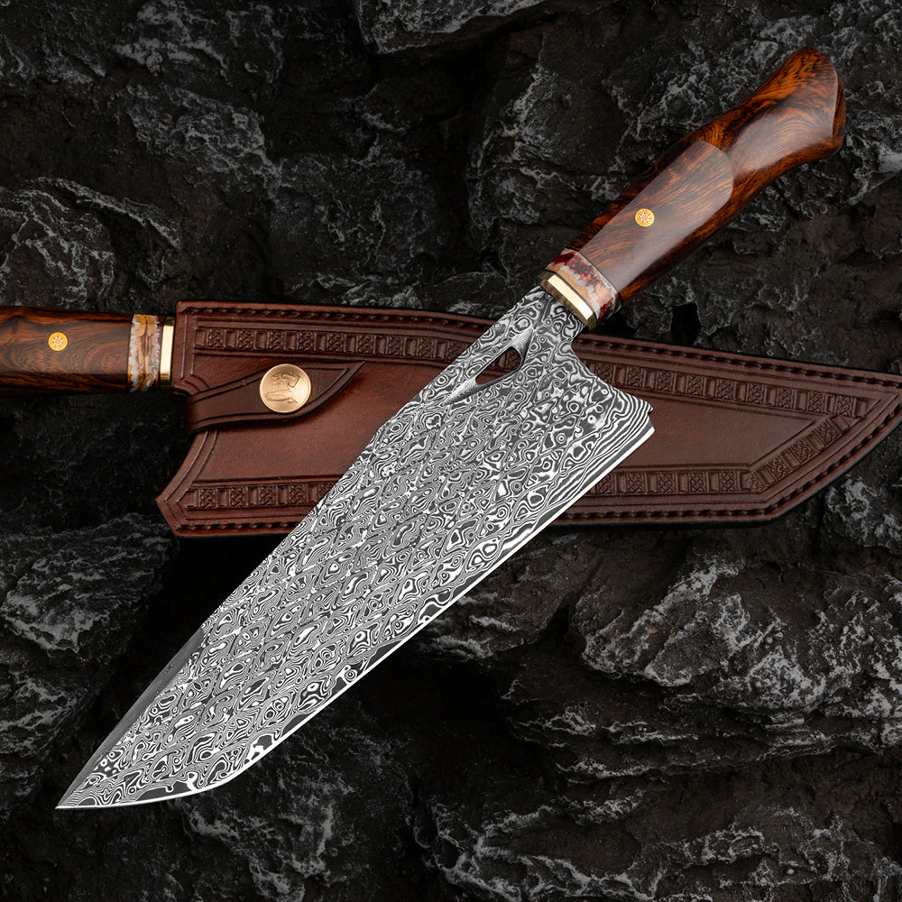 Damascus Steel Professional Kitchen Chef’s Knife - 8.5 Inch Blade